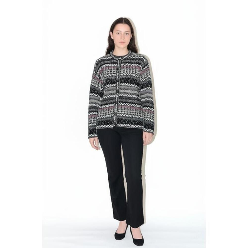 Carolina Colours Cardigan Womens Size L Multicolor Fair Isle Button‎ Front Cozy